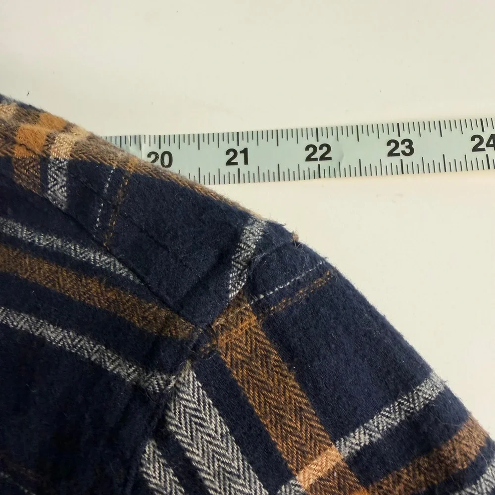 Legendary Outfitters XL Hoodie Jacket Flannel Blue Orange Plaid Quilted Lined